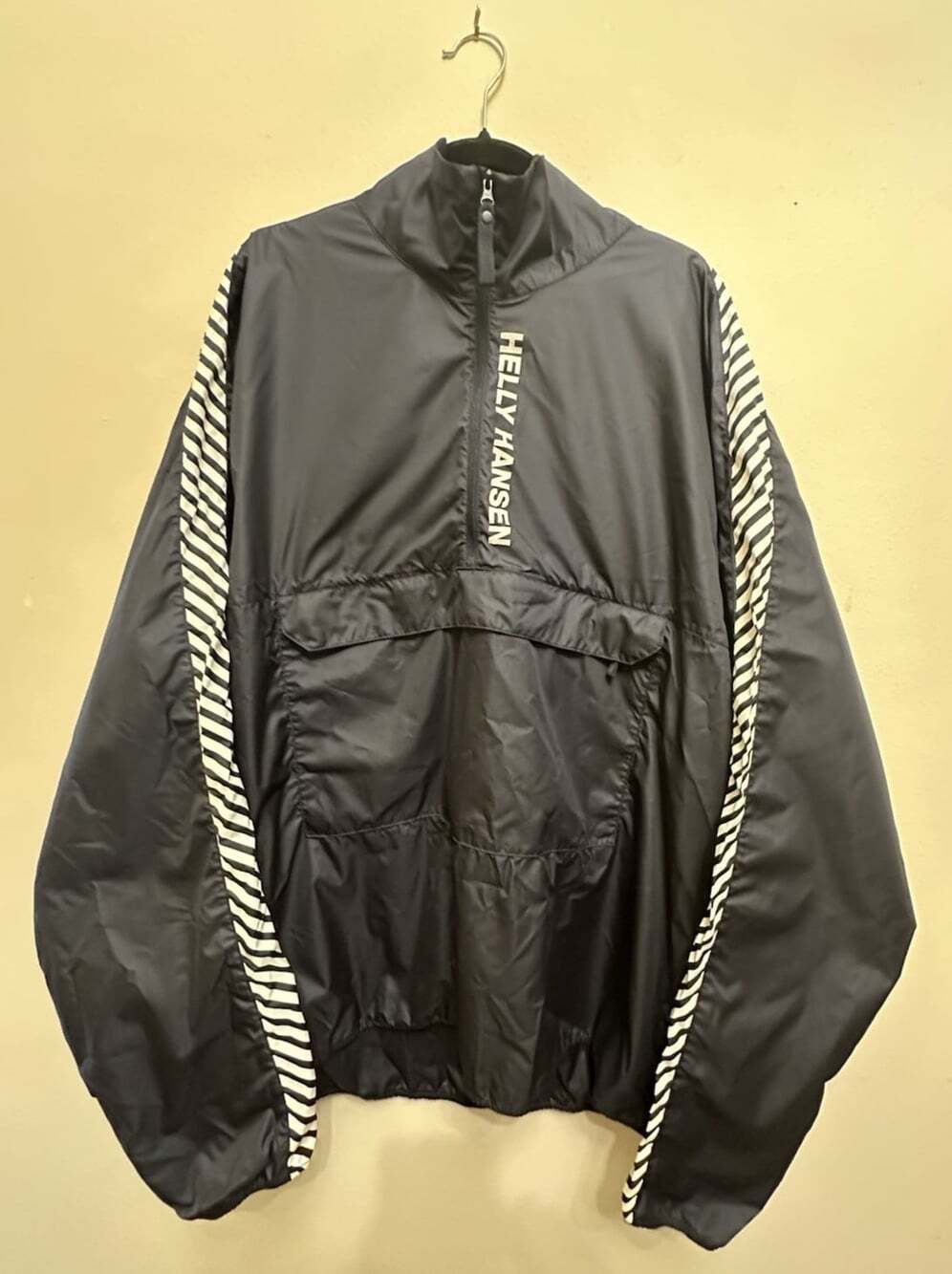 Helly Hansen Mens 2XL Packable Anorak Windbreaker Half Zip Pullover Jacket Black
